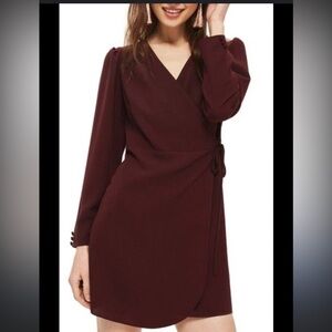 Topshop Wrap Long Sleeves V Neck Dress
